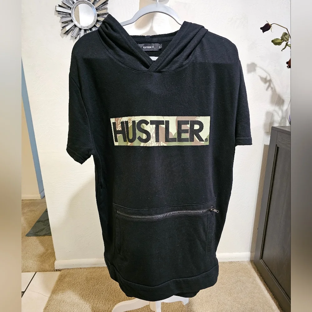 Kayden K Men's Black Pullover Hoodie Shortsleeve Black Sz Lg GUC - Picture 1 of 6